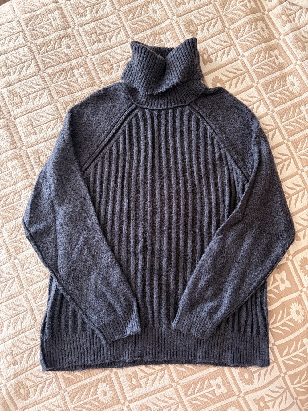 Free People Men's Ribbed Turtleneck Sweater - Charcoal Gray